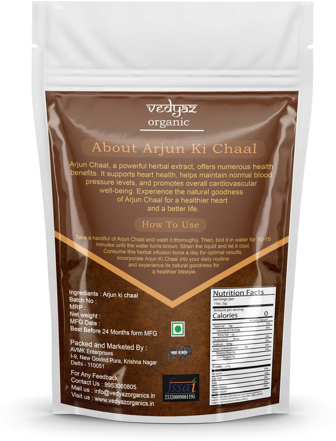 Image of Vedyaz Organic Arjun ki chaal-Terminalia Arjuna-100% Organic Arjun Bark /Dry sticks for Cooking