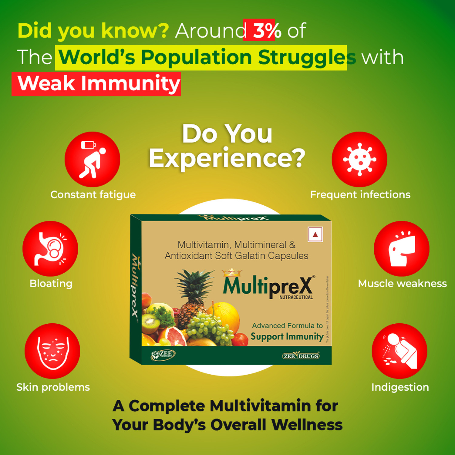 Image of Multiprex Multivitamin & Multimineral Capsules Boost Overall Wellness-Pack of 10