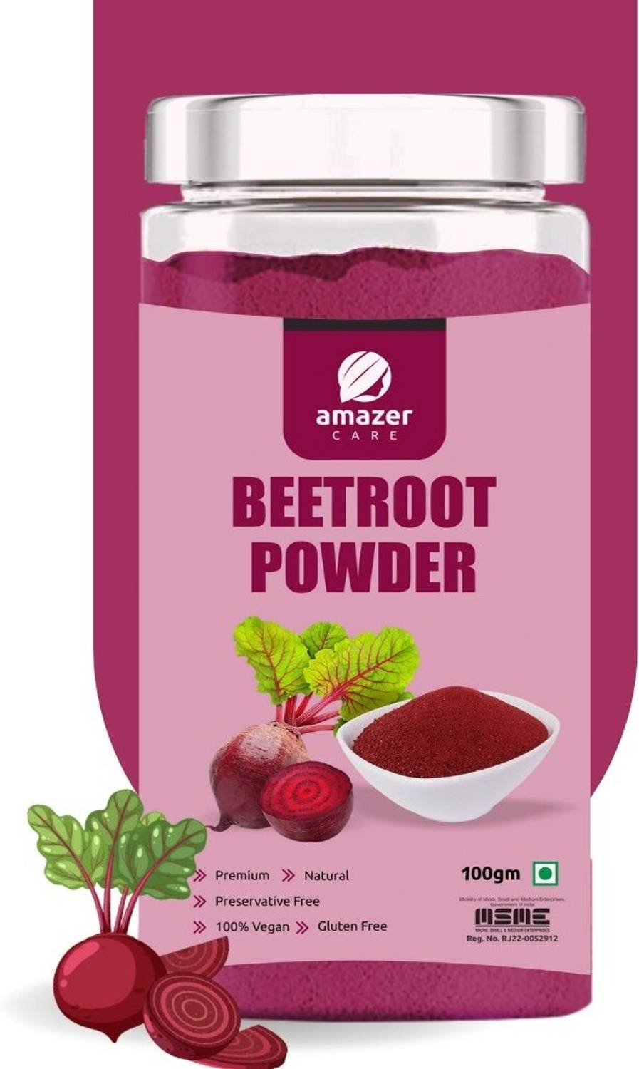 Amazer Care Beetroot Powder For Eating & Drink, Immunity Booster, 100% Pure Superfood