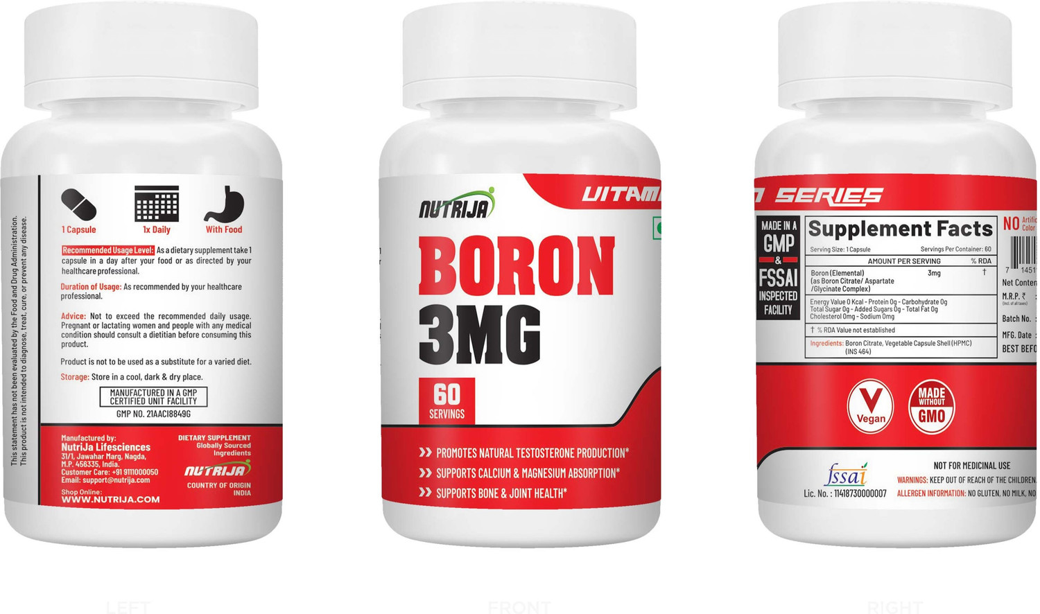 Image of NutriJa BORON 3MG (Citrate /Aspartate /Glycine Complex in each Serving