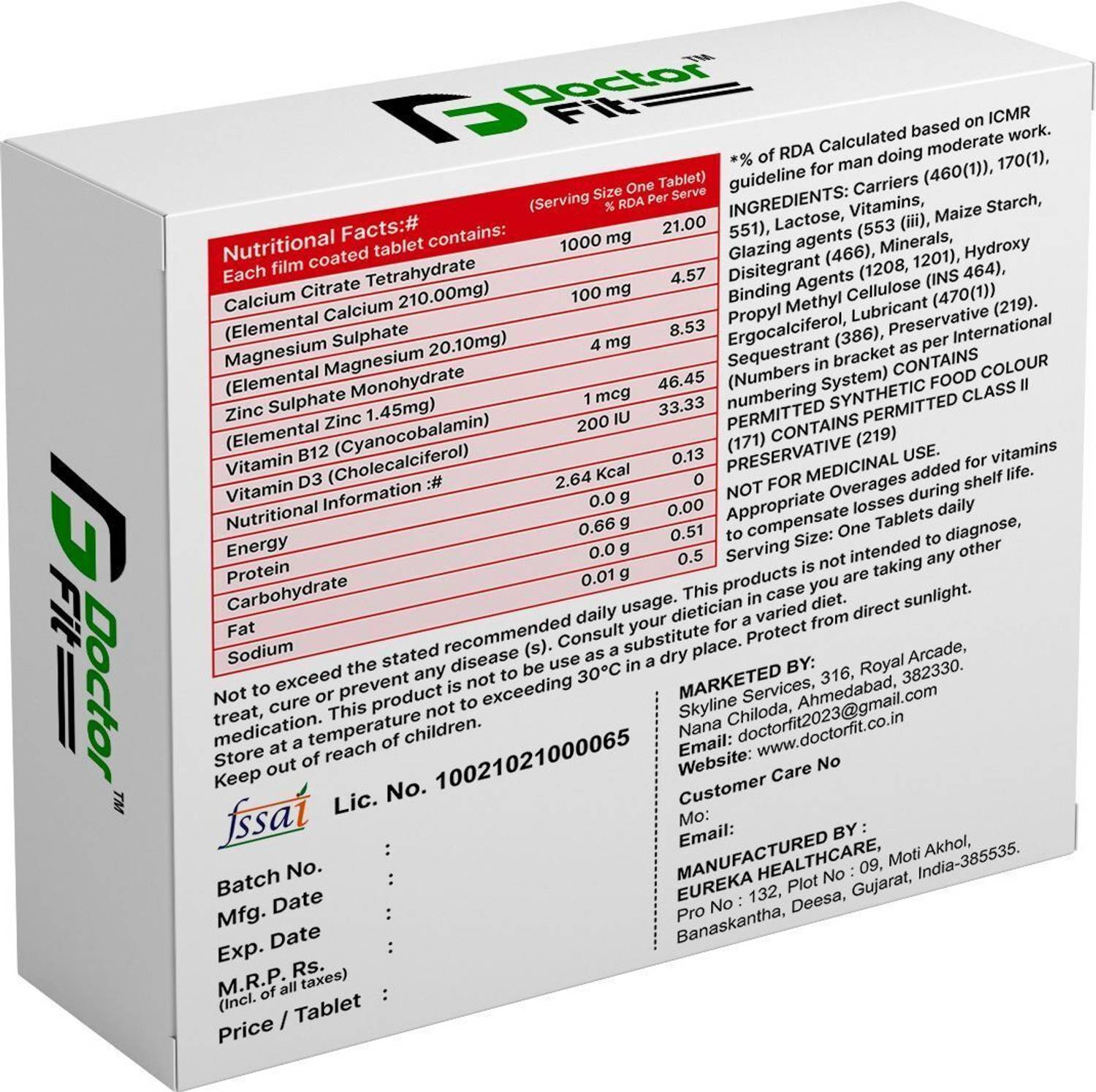 DoctorFit Calcium + Magnesium + Zinc + Vitamin D3 + B12 - Image 5