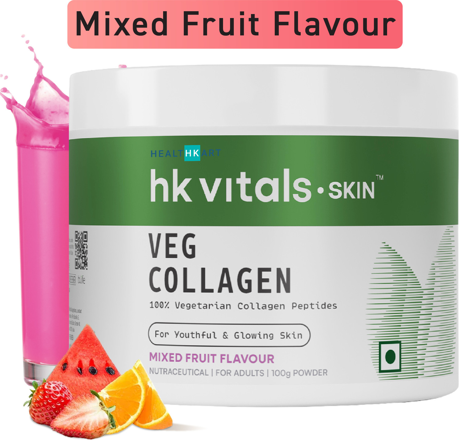 Image of HEALTHKART hk vitals Veg Collagen Supplement Powder, Collagen Peptides, Mixed Fruit