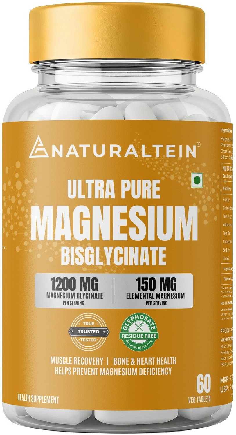 Image of NATURALTEIN Magnesium Bisglycinate 1200mg |Sleep, Brain, Muscle & Heart Support