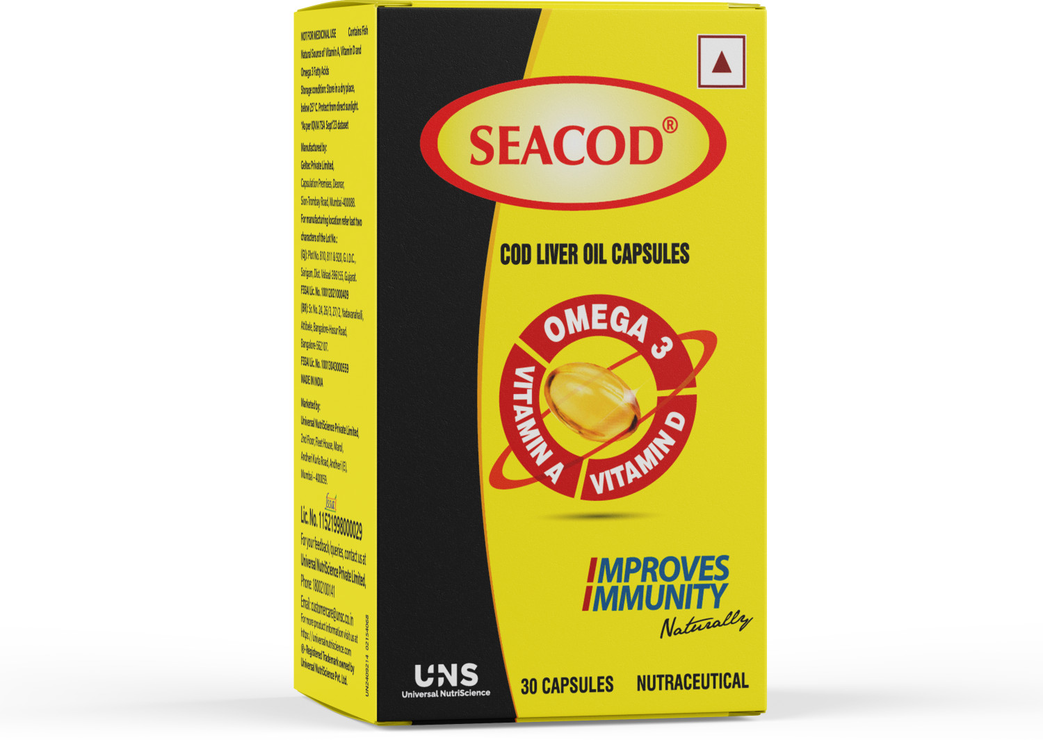 Image of seacod Cod Fish Liver Oil Softgel Capsules With Natural Omega 3, Natural EPA & DHA