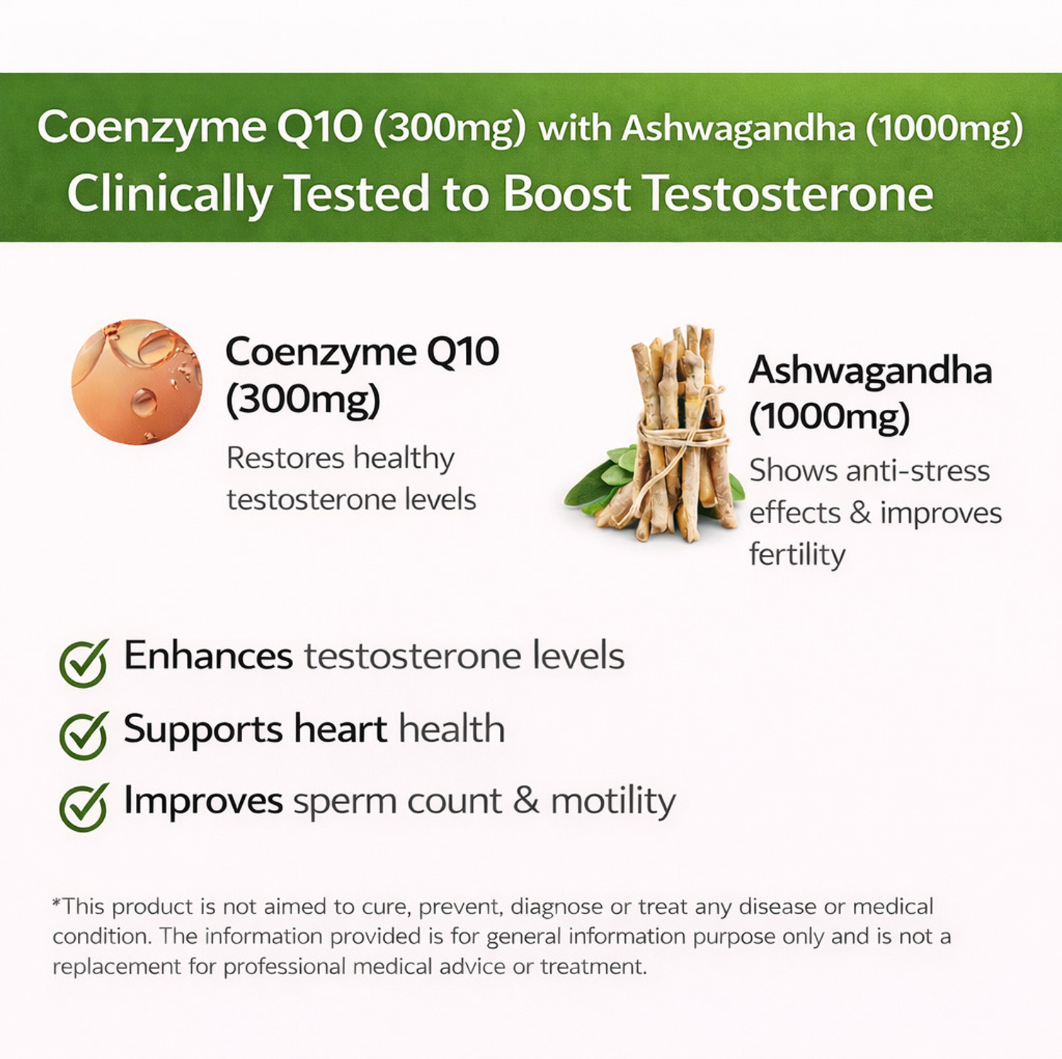 Image of Nutra Cure India private limited Double Boost Coq10 300mg and Ashwagandha 1000mg