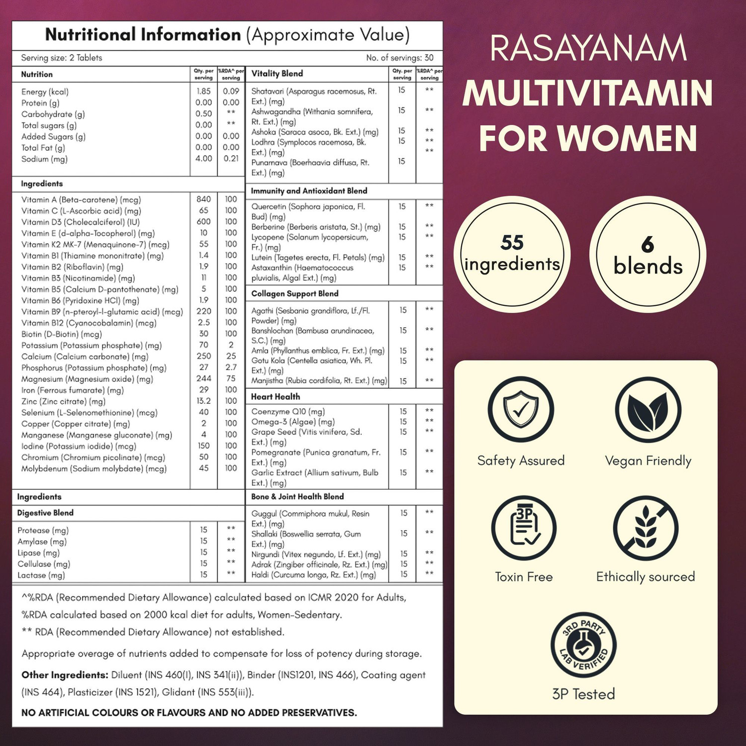 Image of Rasayanam Multivitamin for Women | Energy, Skin, Bone, Heart, Hormone & Immunity Support