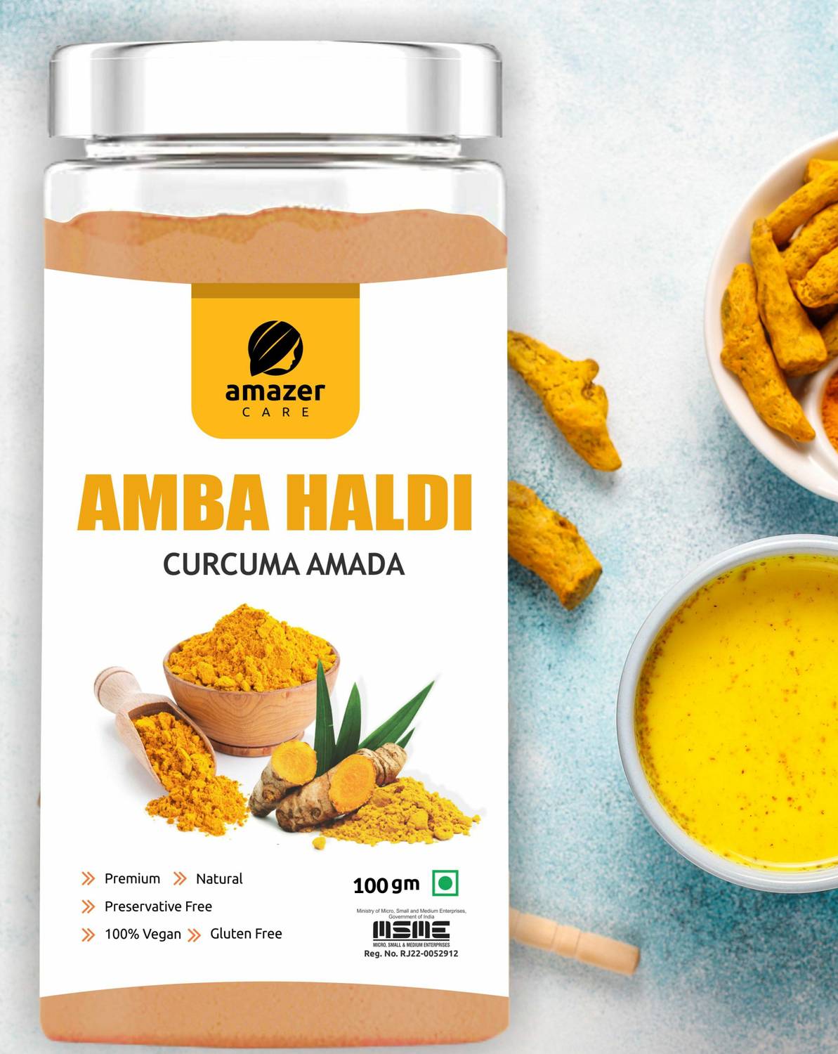 Amazer Care Amba Haldi /Kasturi Haldi Powder | Immunity Booster,Anti-Oxidant | Wild Turmeric