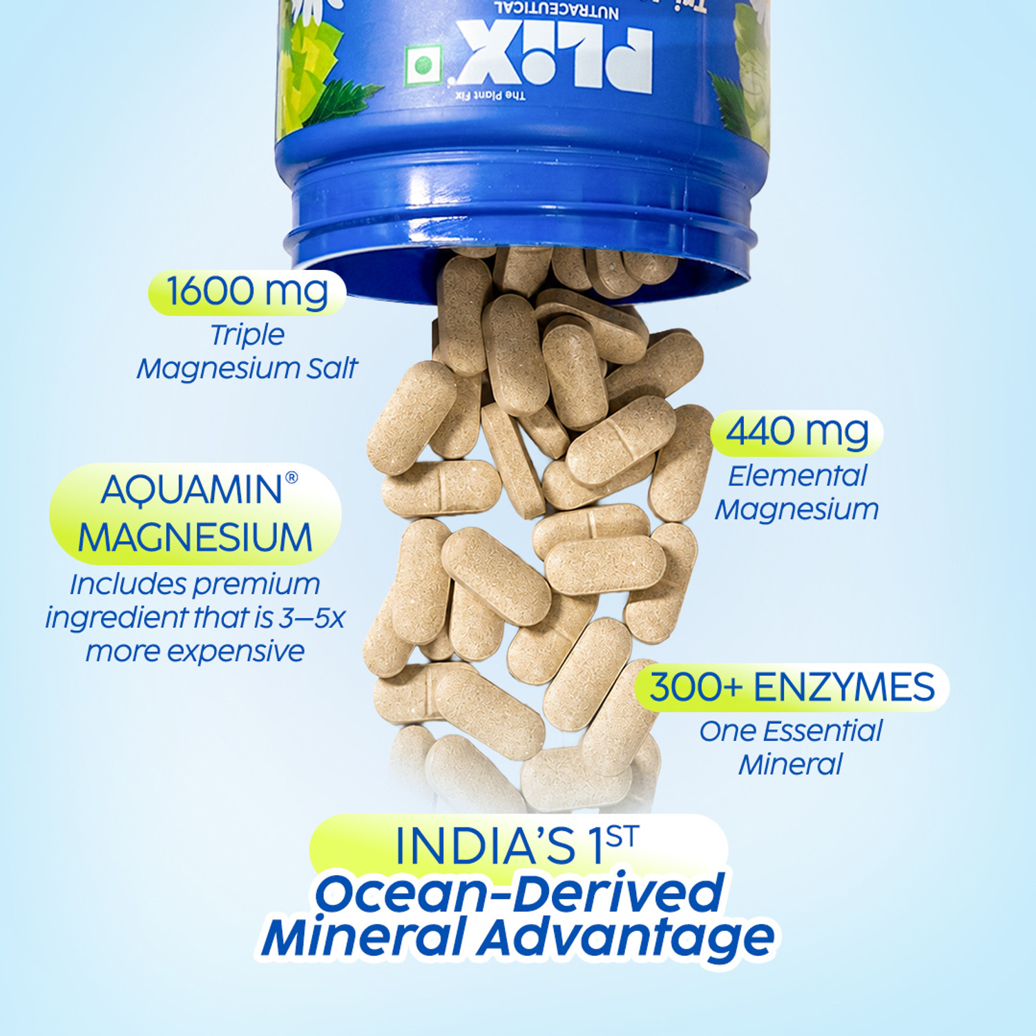 Image of The Plant Fix Plix Tri-Magnesium Plus Tablets | Triple Magnesium Complex, 440mg Elemental Magnesium