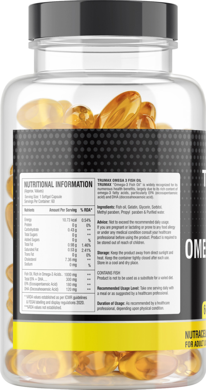 Image of TRUMAX OMEGA 3 FISH OIL CAPSULE 1000mg Fish Oil with Omega-3 & EPA + DHA (300mg)