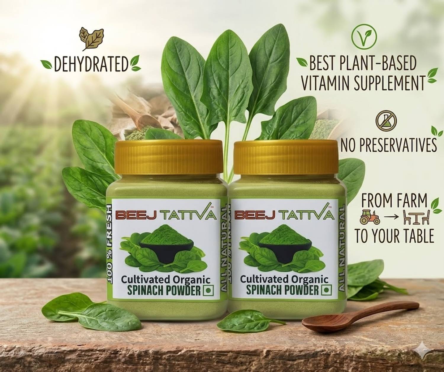 Beej Tattva Herbal Spinach Powder – High in Iron, Vitamin A & K