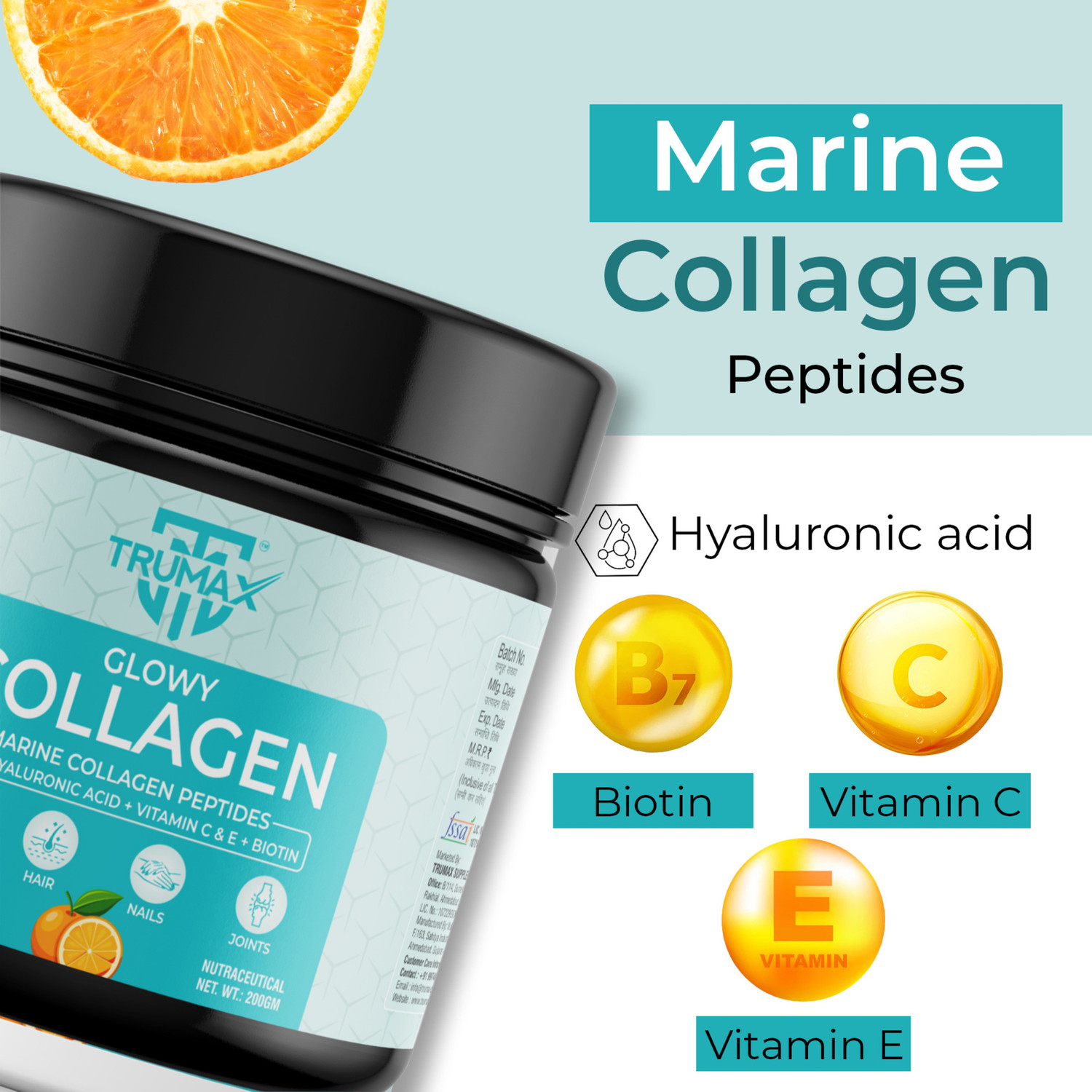 Image of TRUMAX Glowy Marine Collagen Supplement Type 1&3 | For Healthy Skin, Hair & Bone