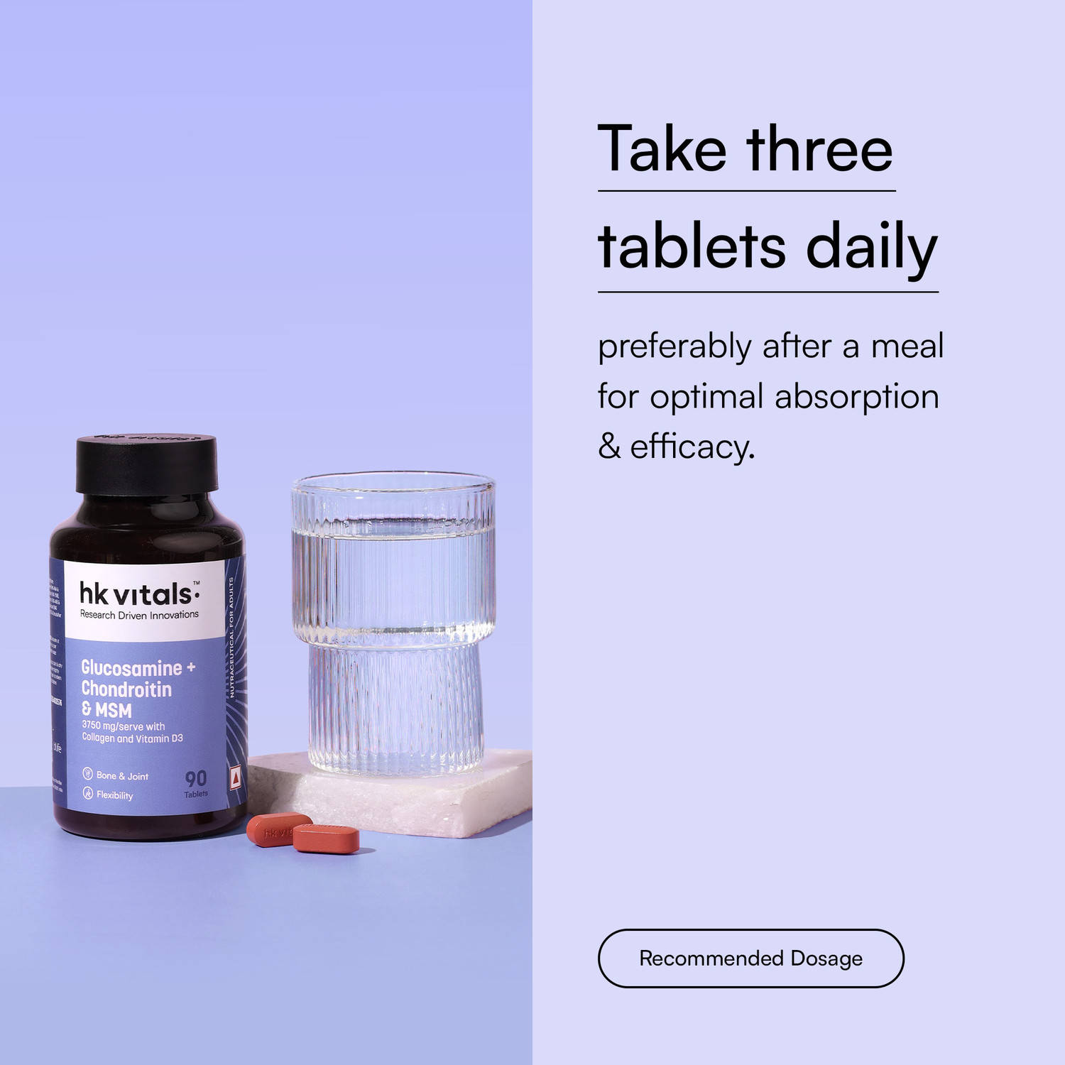 Image of hk vitals Glucosamine + Chondroitin & MSM | 3750mg with Collagen & Vitamin D3