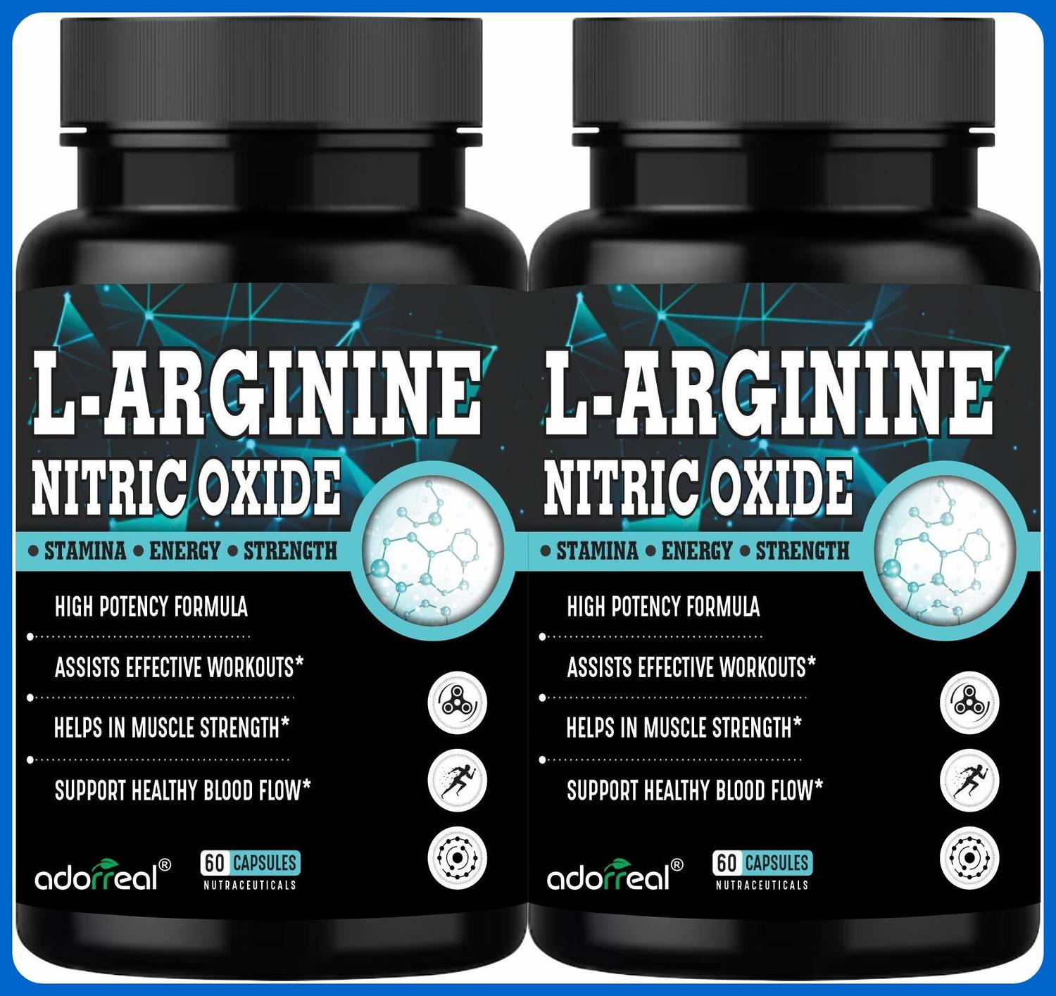 Adorreal Herbal Supplement: Larginine AAKG (Nitric Oxide Booster Supplement - For Energy