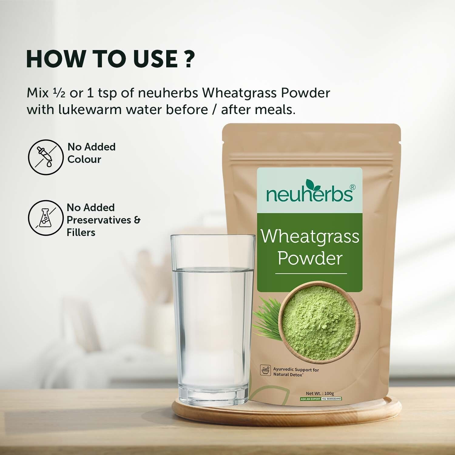 Image of Neuherbs Wheatgrass Powder | Boost Immunity & Metabolism | Natural Detox | No Additives