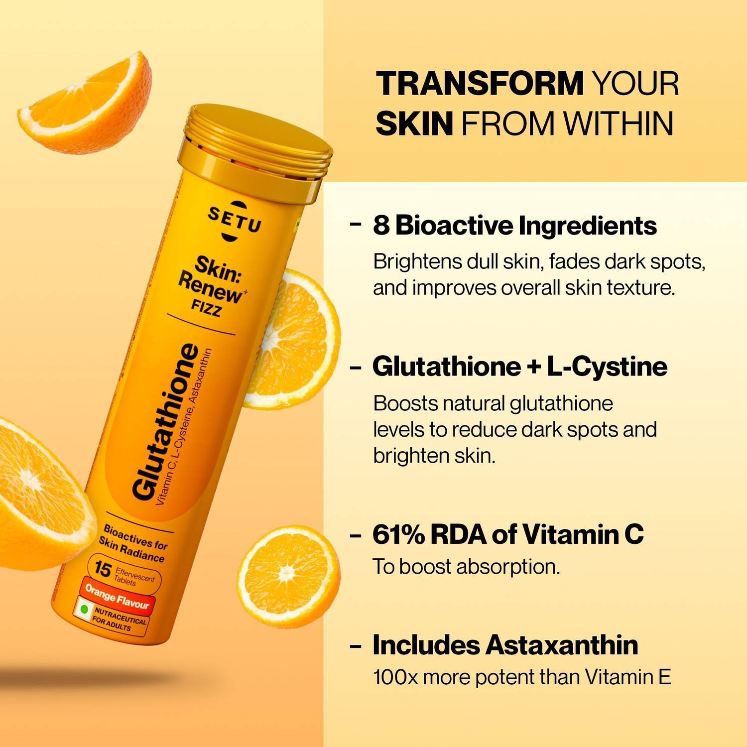 how much glutathione per day to whiten skin SETU Skin Renew Glutathione 500mg Tablets with Vitamin C | Orange Flavour  Price in India - Buy SETU Skin Renew Glutathione 500mg Tablets with Vitamin  C