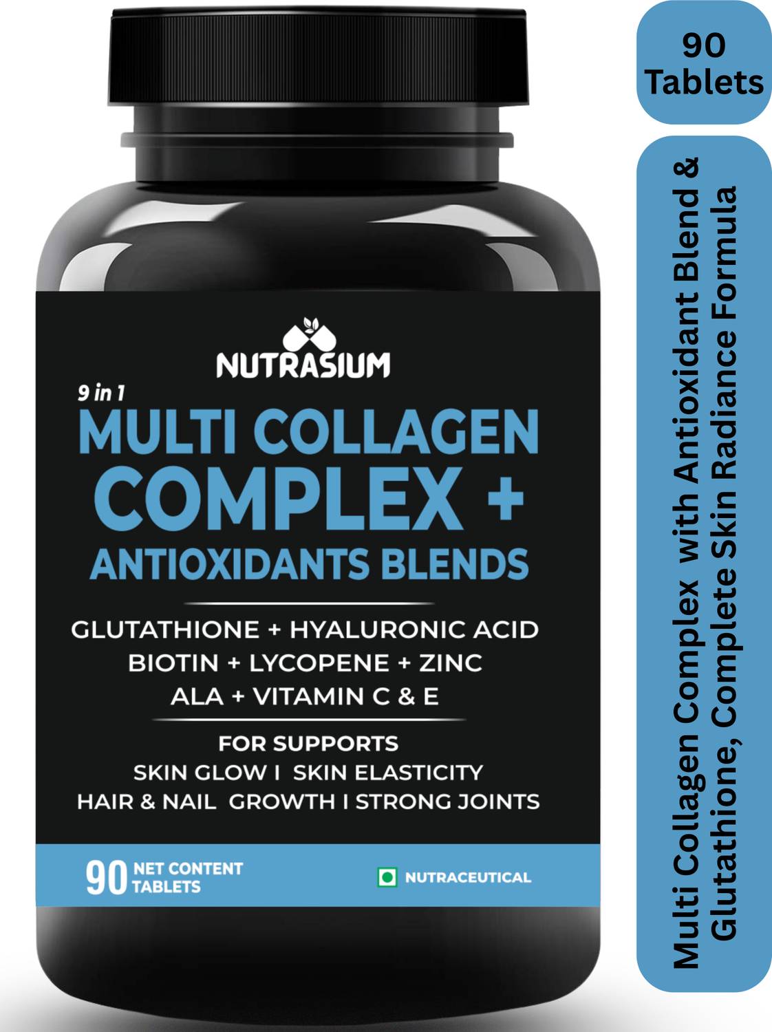 glutathione for nail growth NUTRASIUM Multi Collagen with Skin glow and hair Glutathione 1500mg - Pure Coligan Size:5.0 oz Refill