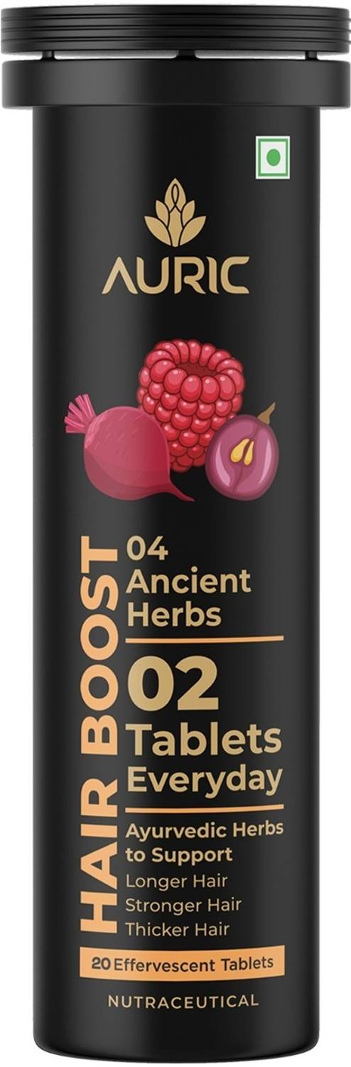 Auric Hair Boost Effervescent Tablets 20 | Biotin, Zinc, Beetroot & Grapeseed