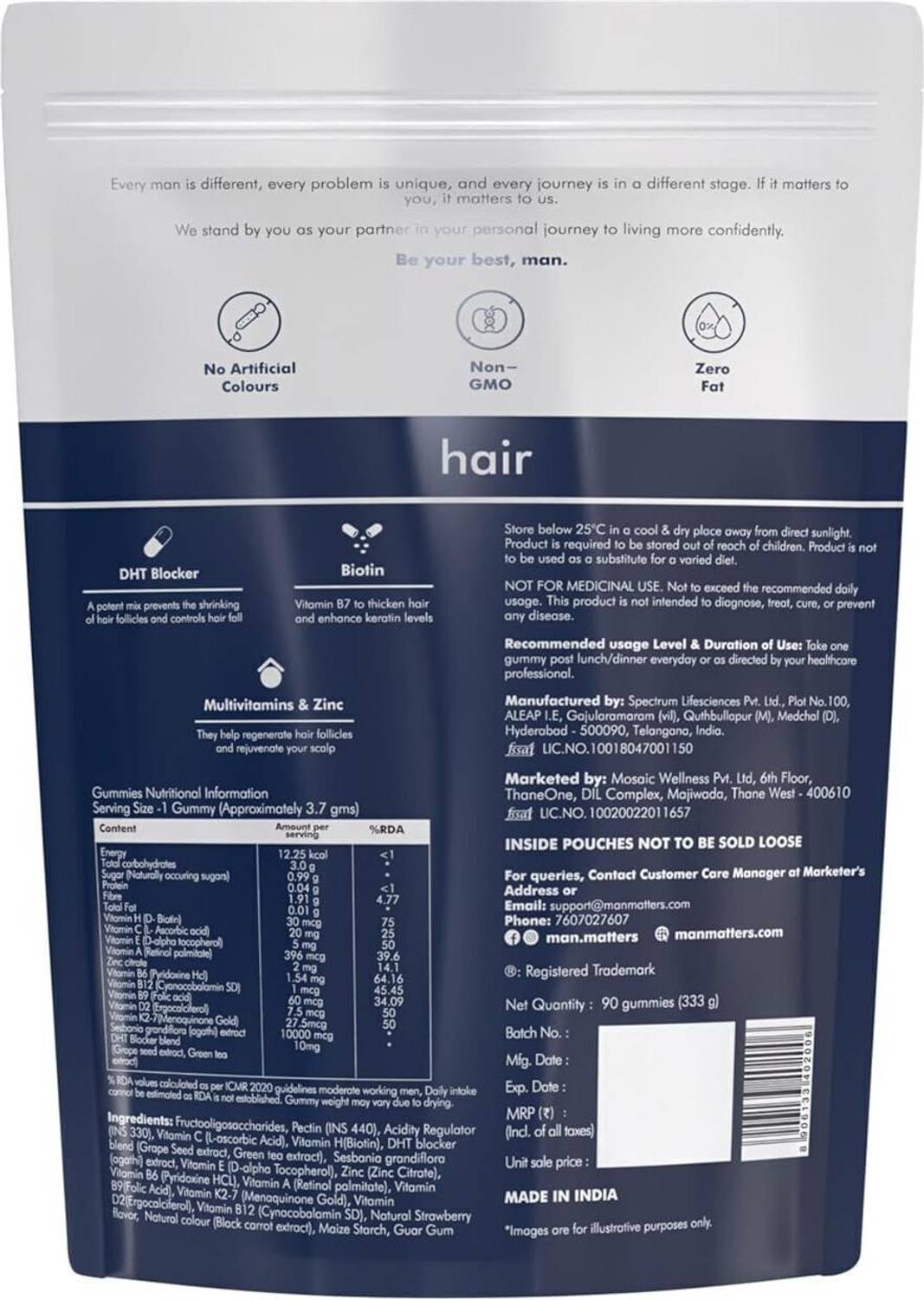 Man Matters Biotin Hair Gummies 60 Count - Image 2