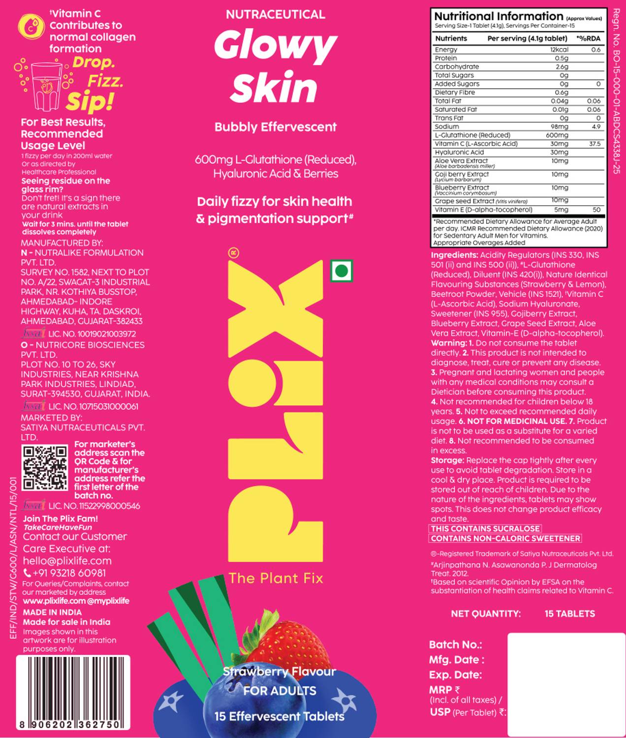 The Plant Fix Plix Glowy Skin Bubbly Effervescent 600mg - Image 2