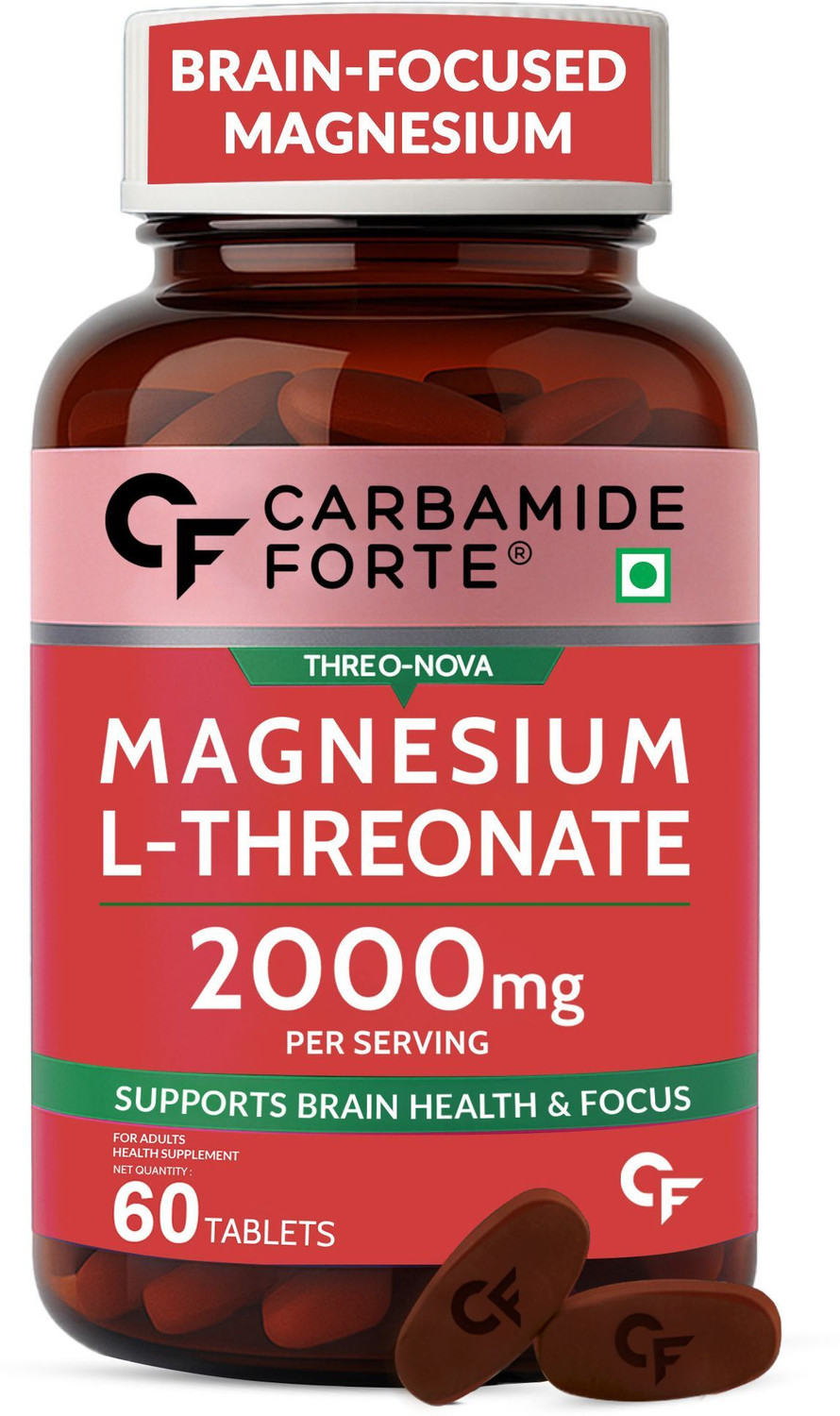 Image of CARBAMIDE FORTE Magnesium L Threonate 2000mg Supplement Tablets for Brain Health,Memory & Focus