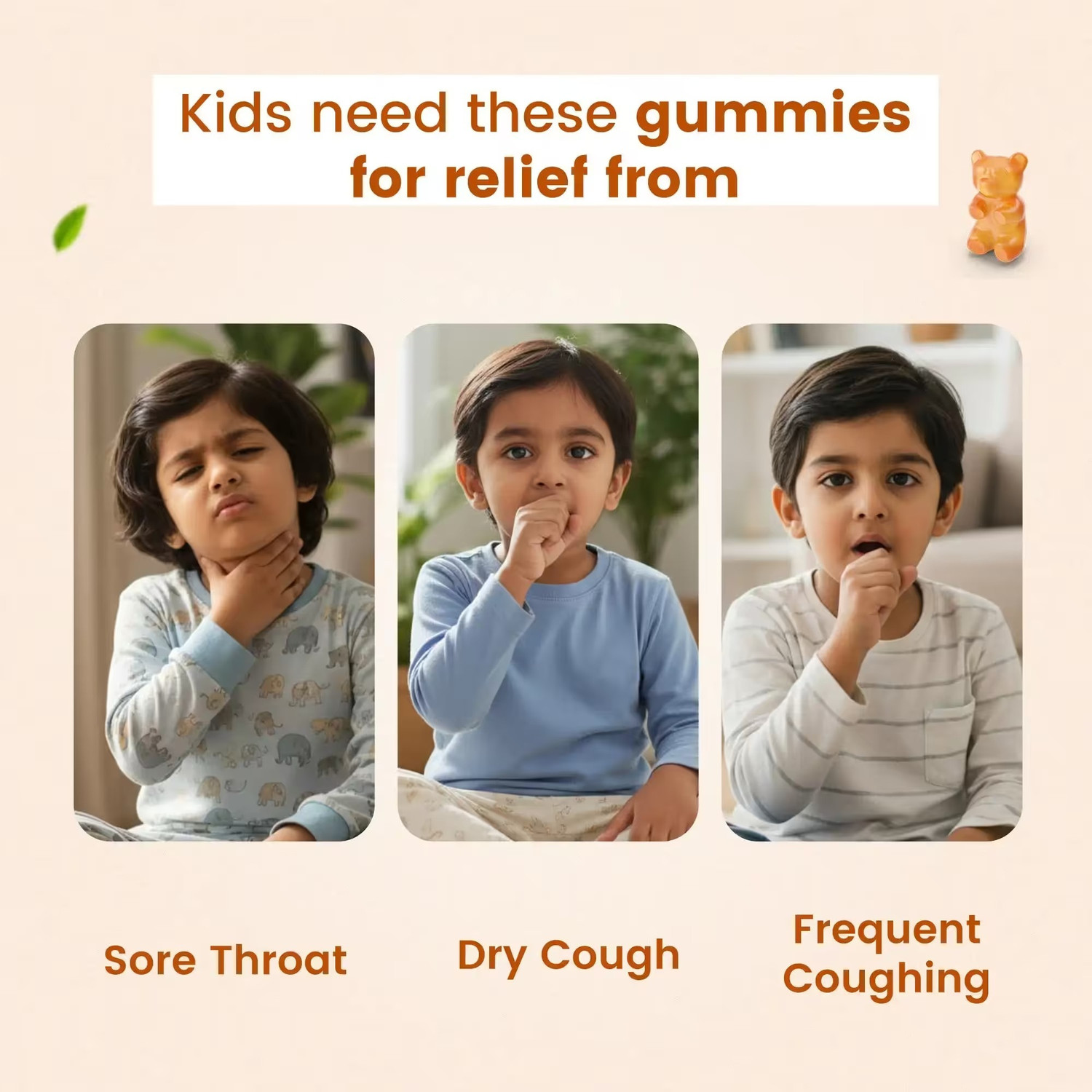 Image of BabyOrgano Nutriverse Cold & Cough Gummies, Honey Flavour, for Kids 2+ Years