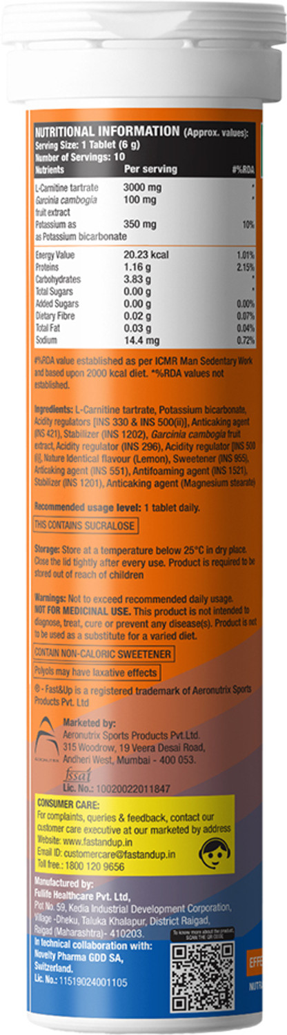 Image of FAST&UP L-CARNITINE 3000 MG - TRIPLE ACTION FORMULA FOR FASTER FAT BURN