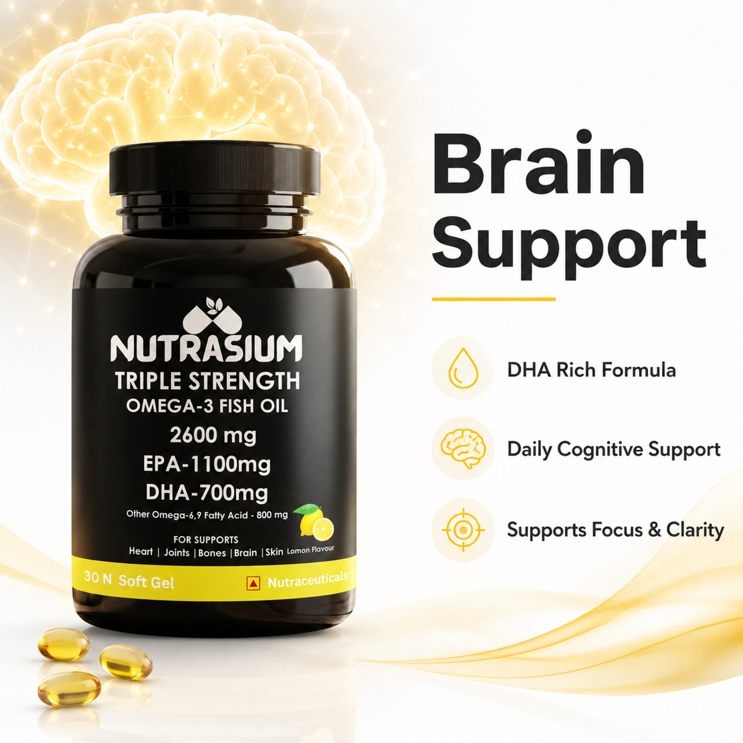 Image of NUTRASIUM Triple Strength Omega-3 Fish Oil | For Support Heart, Joint, Skin, Eyen Health.