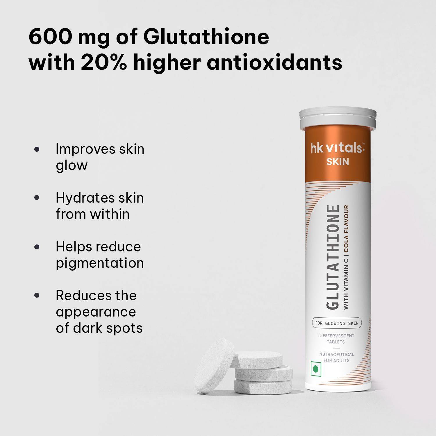best glutathione effervescent tablets HEALTHKART hk vitals Glutathione Skin Glow Effervescent Tablets, Cola With  Sipper Price in India