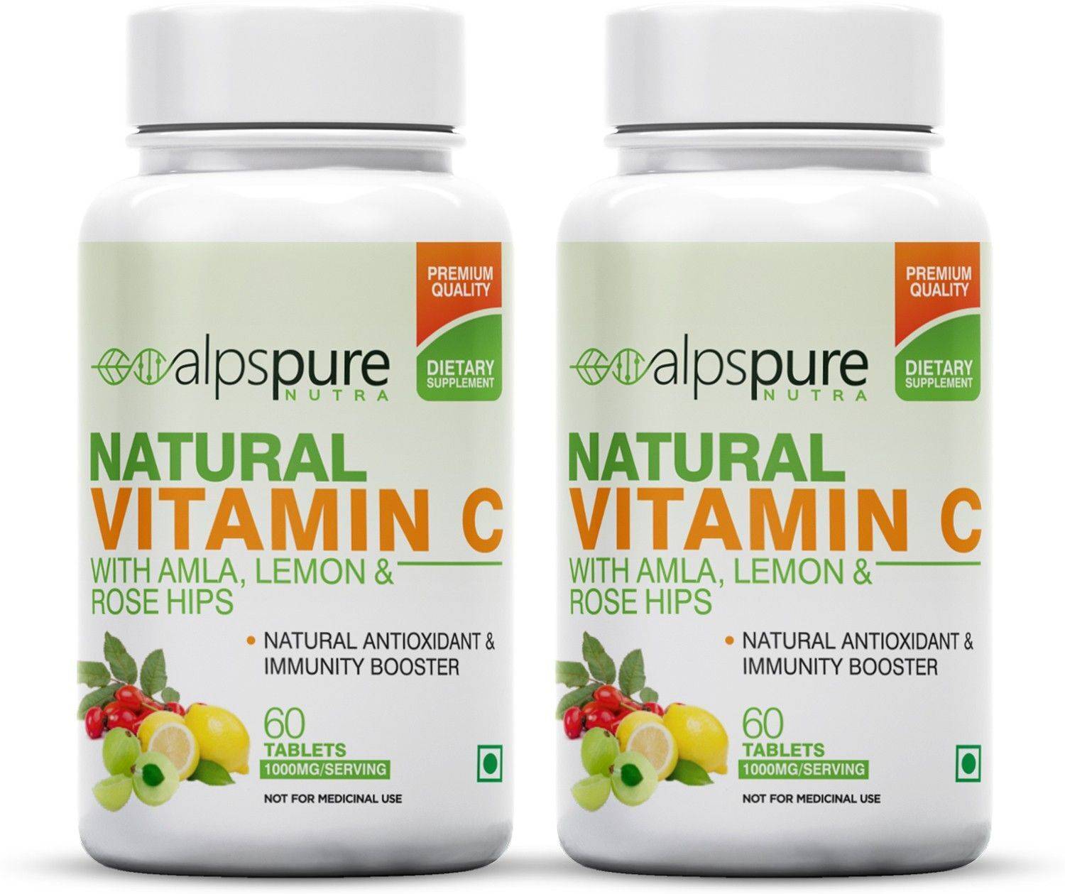 ALPSPURE Nutra Natural Vitamin C 1000mg with Amla,Lemon & Rose Hips