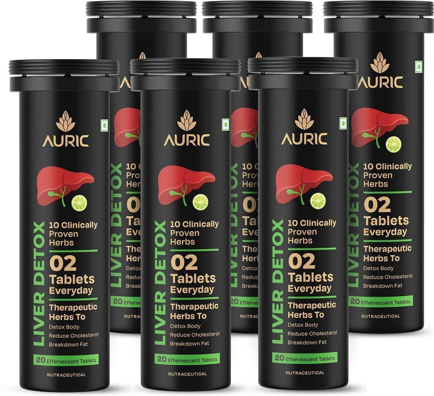 Auric Liver Detox | Effervescent Tablets with 10 Ayurvedic Herbs |Liv 365