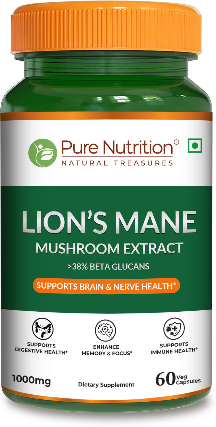 Image of Pure Nutrition Lion's Mane Mushroom Extract 1000 mg | Brain, Memory & Nerve Health