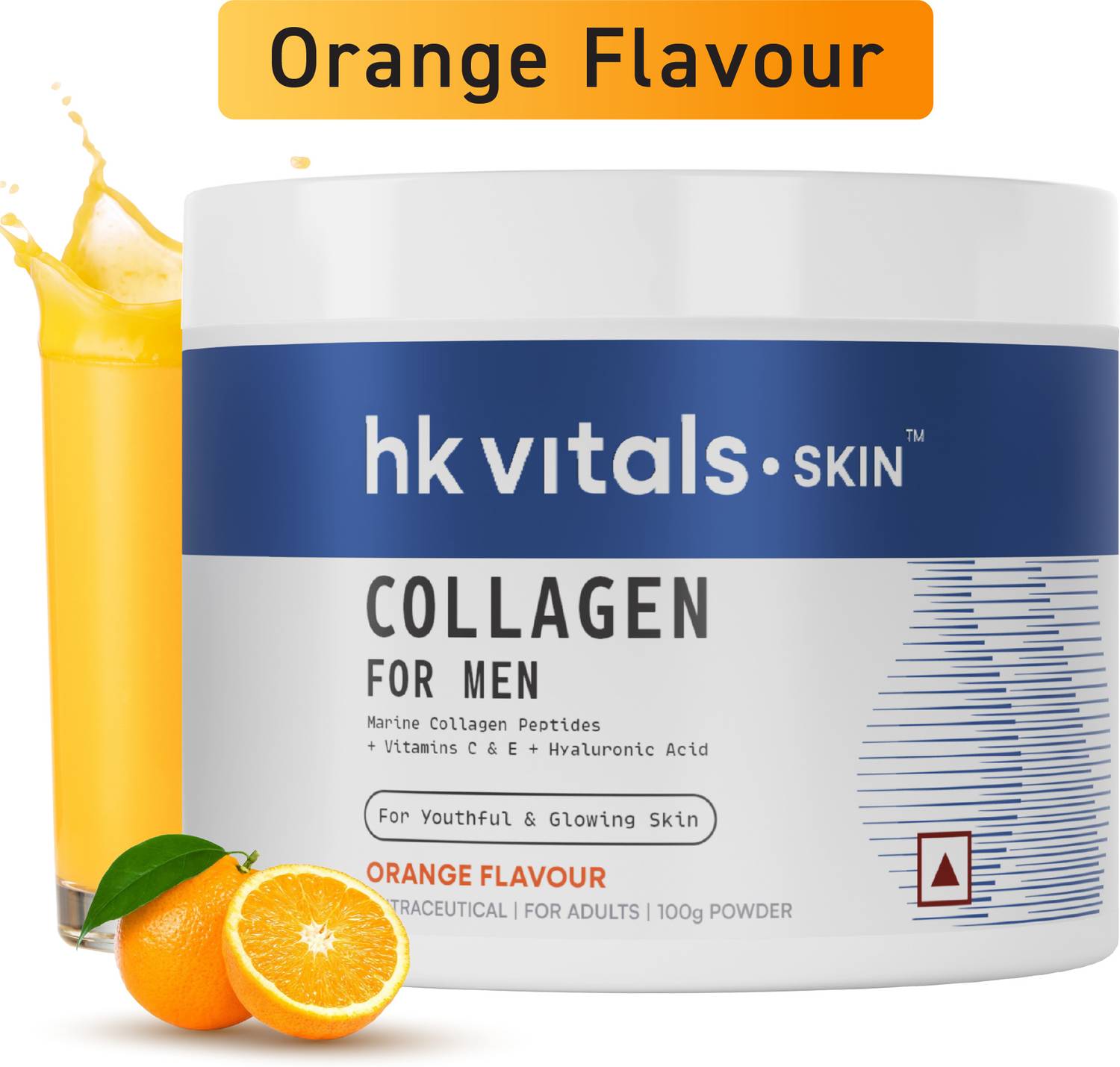 hk vitals Collagen for Men, Orange - Marine Collagen Peptides