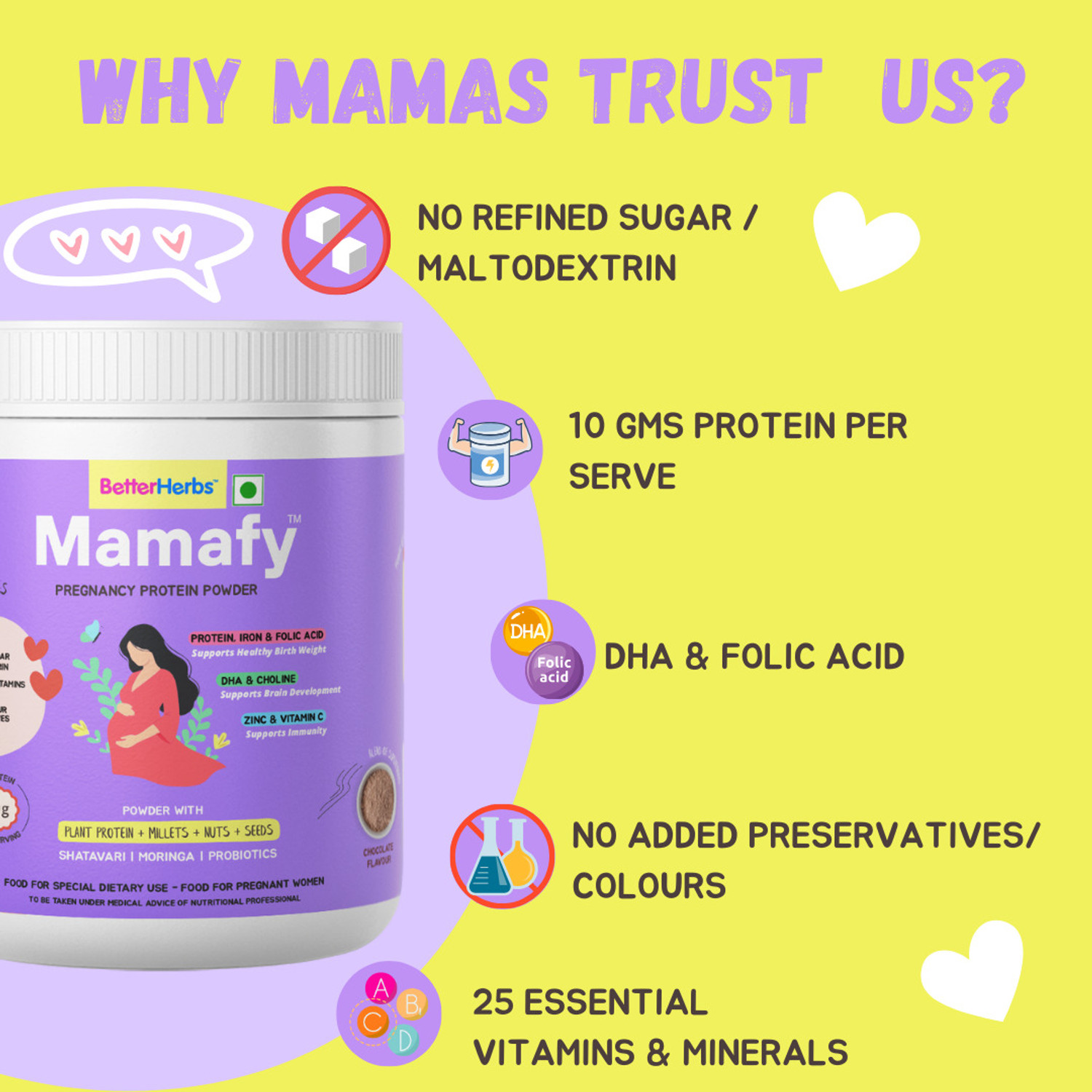 Image of better herbs Mamafy Mother's Nutritional Pregnancy Protein Powder | Chocolate Flavour