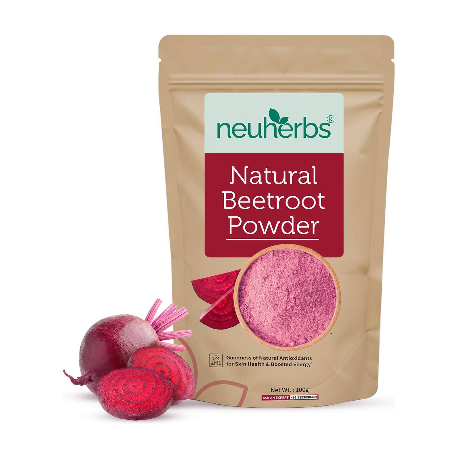 Neuherbs Natural Beetroot Powder for Glowing Skin, Face & Hair| Boost Energy,Heart Health