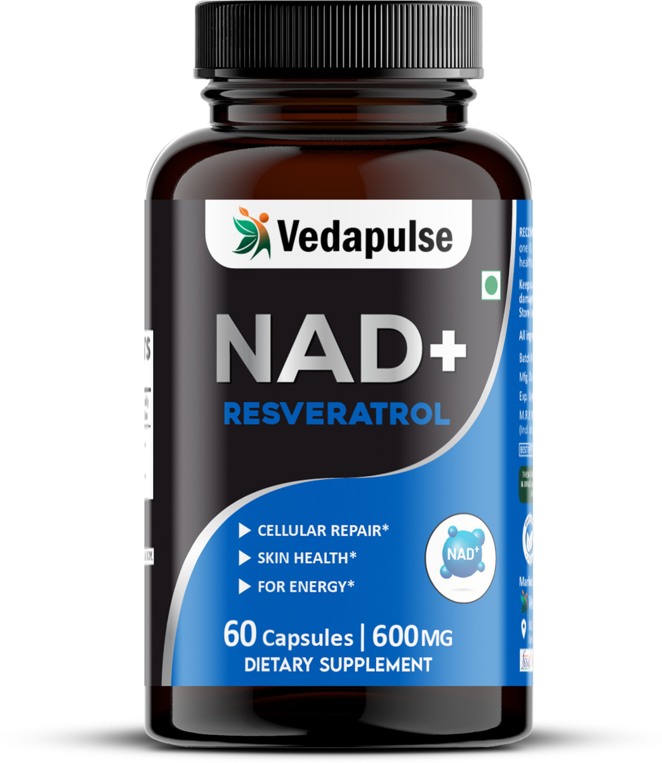 Image of Vedapulse NAD+ Resveratrol Capsules - Boost Energy & Anti-Aging with NAD+ & Resveratrol