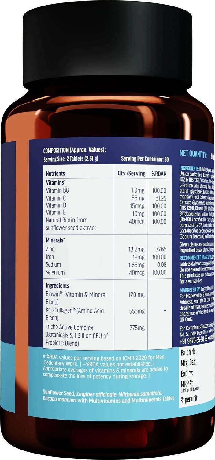 hk vitals Hair Vitamin for Men - 60 Tablets - Image 3