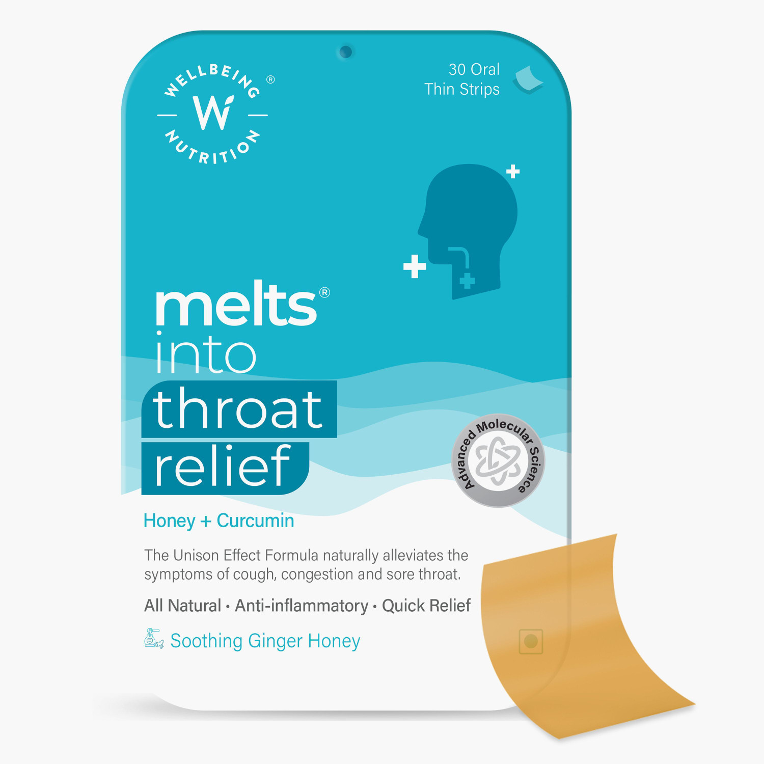 Image of Wellbeing Nutrition Melts instant Throat Relief with 100% Natural Cough,Sore Throat Relief,Pain Relief