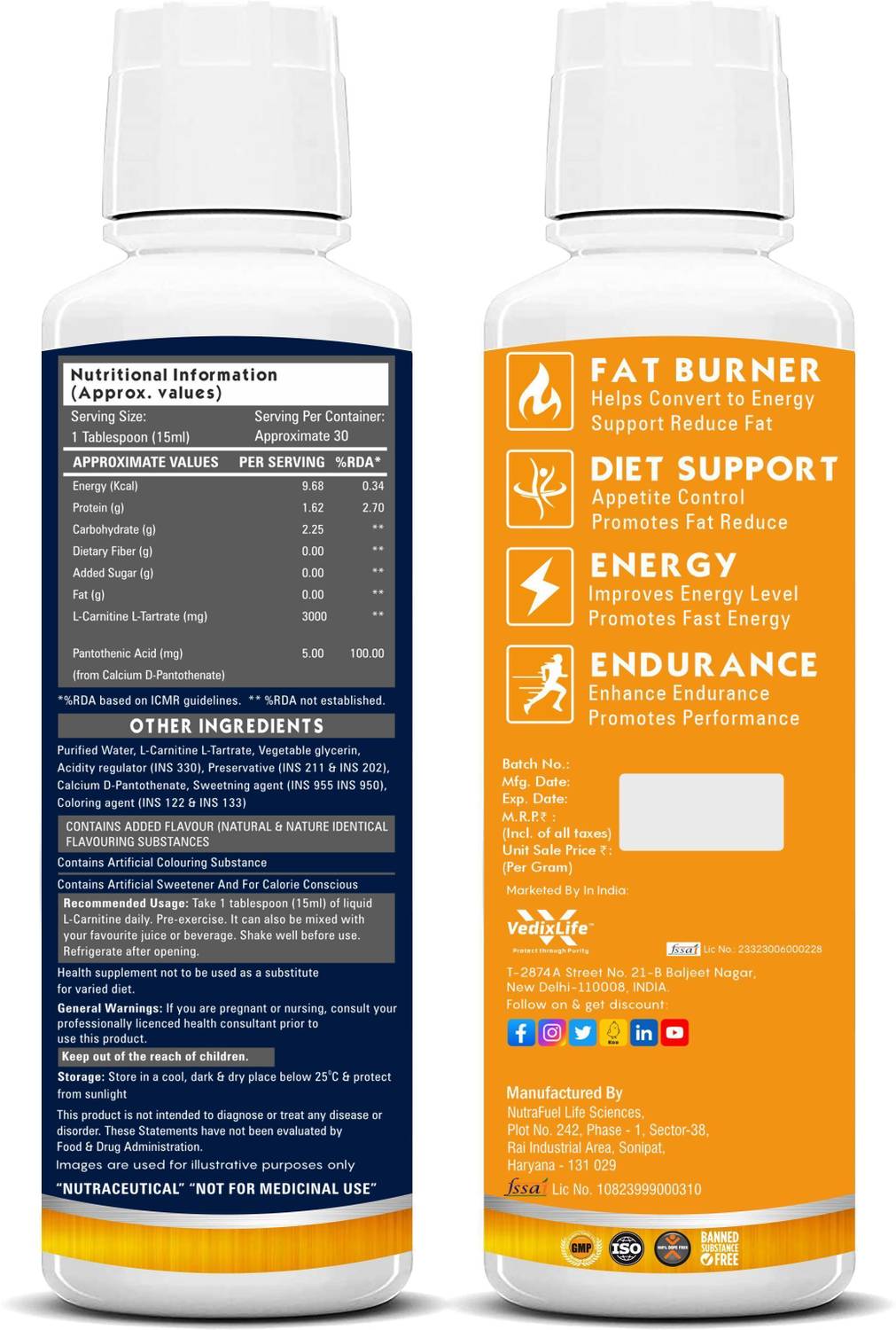l-carnitine side effects for male L-Carnitine 3000MG Liquid Formula for Energy & Weight Loss – Halt main image 0