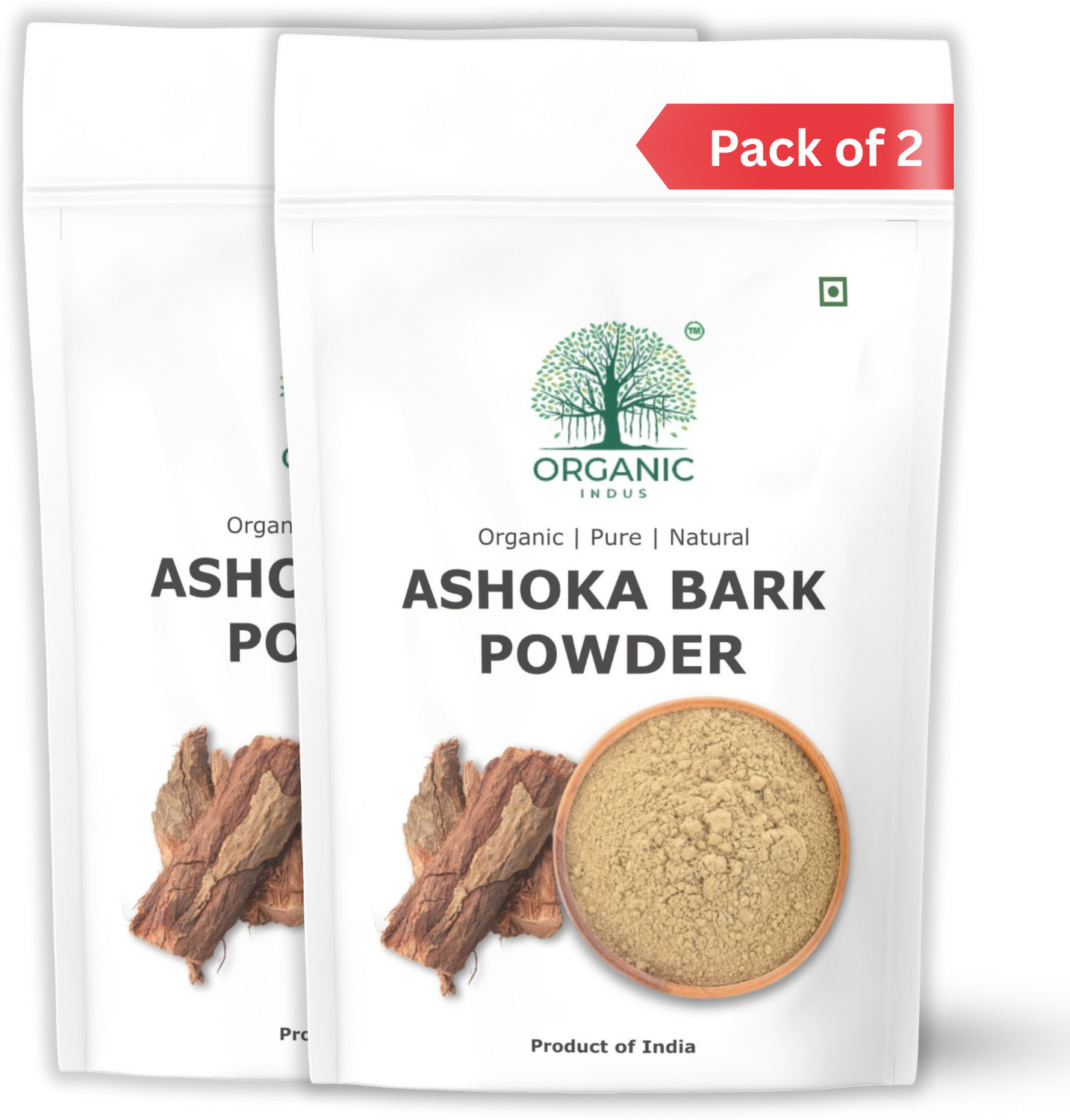 Image of Organic Indus Ashoka Bark (Chhal) Powder 1kg (Pack of 2) | Herbal Supplement