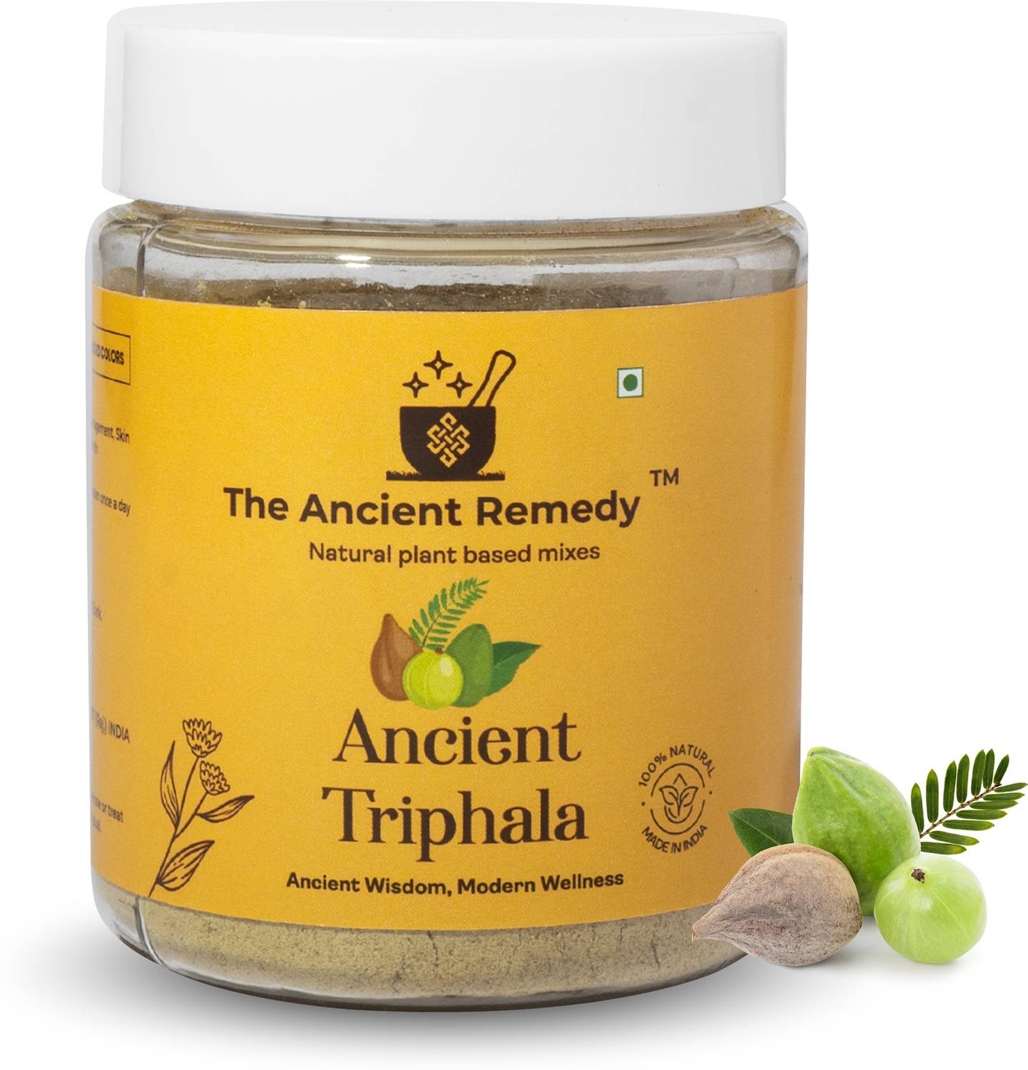 THE ANCIENT REMEDY Triphala Powder 110GM - Natural Mix for Constipation, Acidity & Gas Relief