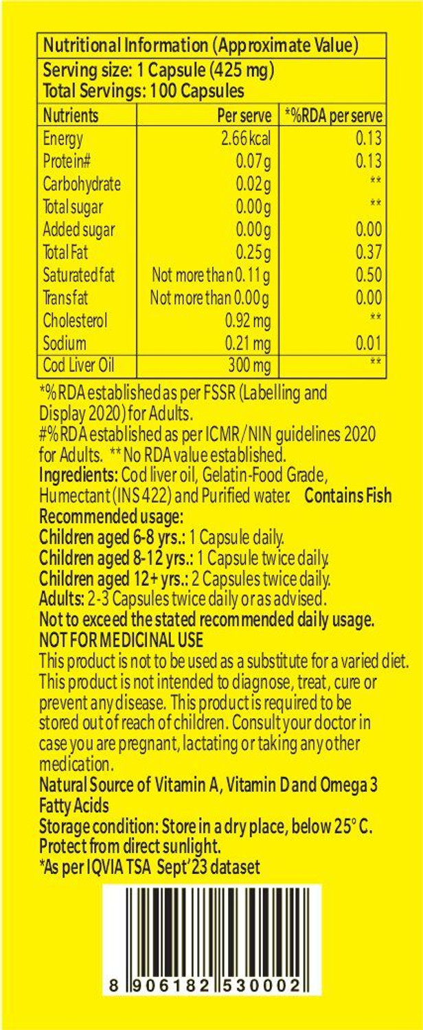 Image of seacod Cod Fish Liver Oil Softgel Capsules With Natural Omega 3, Natural EPA & DHA