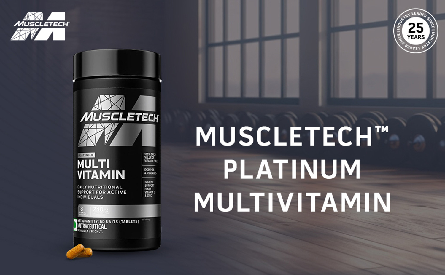 Image of Muscletech Platinum Multivitamin, Vitamin C for Immune Support, 18 Vitamins & Minerals