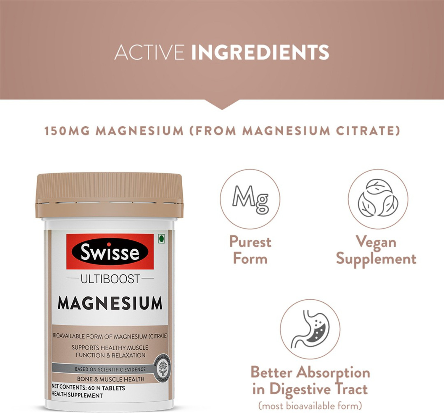 Image of Swisse Ultiboost Magnesium Supplement for Immunity, Muscle Energy & Heart Health