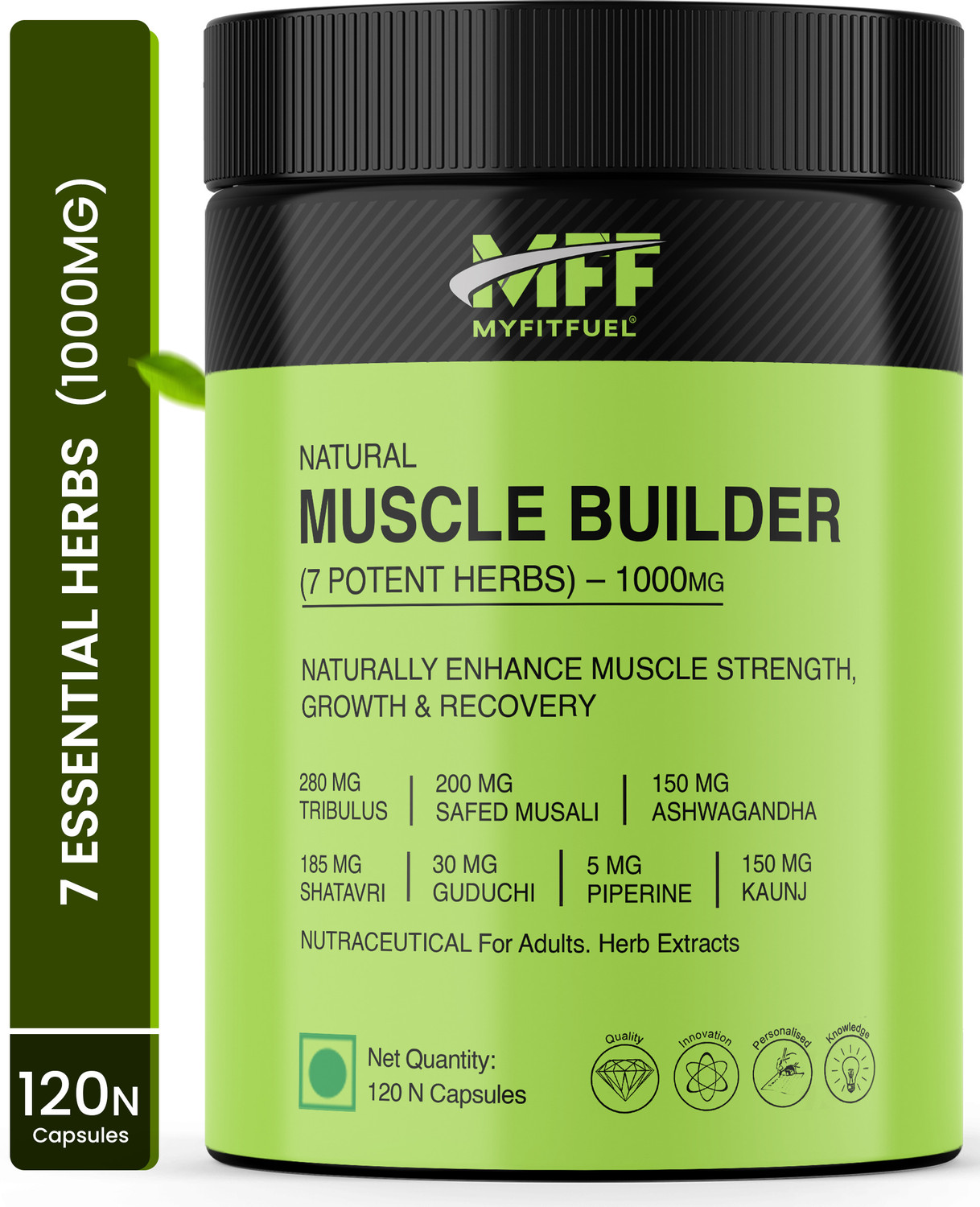 Image of MyFitFuel Natural Muscle Builder, 7 Herbs 1000mg Enhance Muscle Strength Recovery 120 Caps
