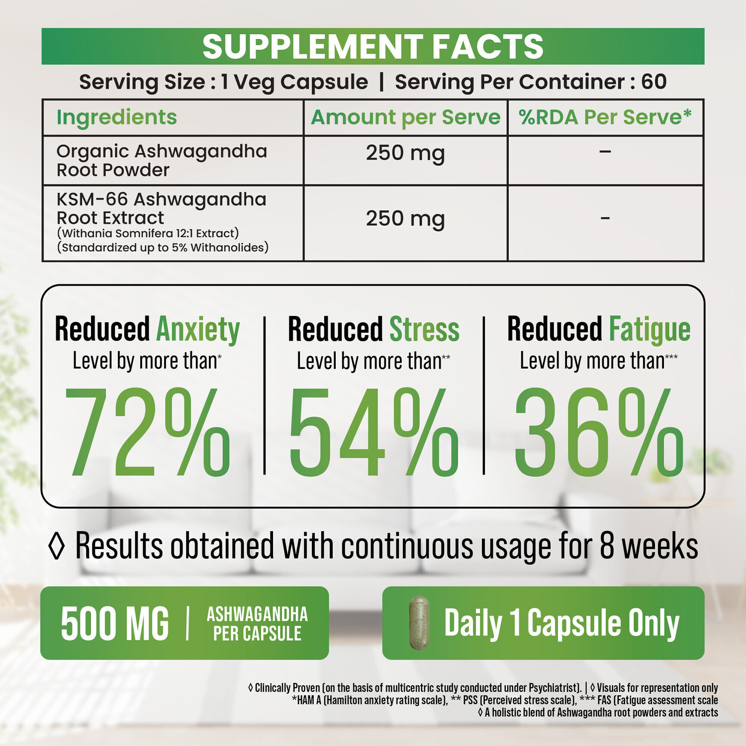 Image of Lavaya Ashwagandha KSM-66 | Support Strength & Energy| Stress Relief | Vegan