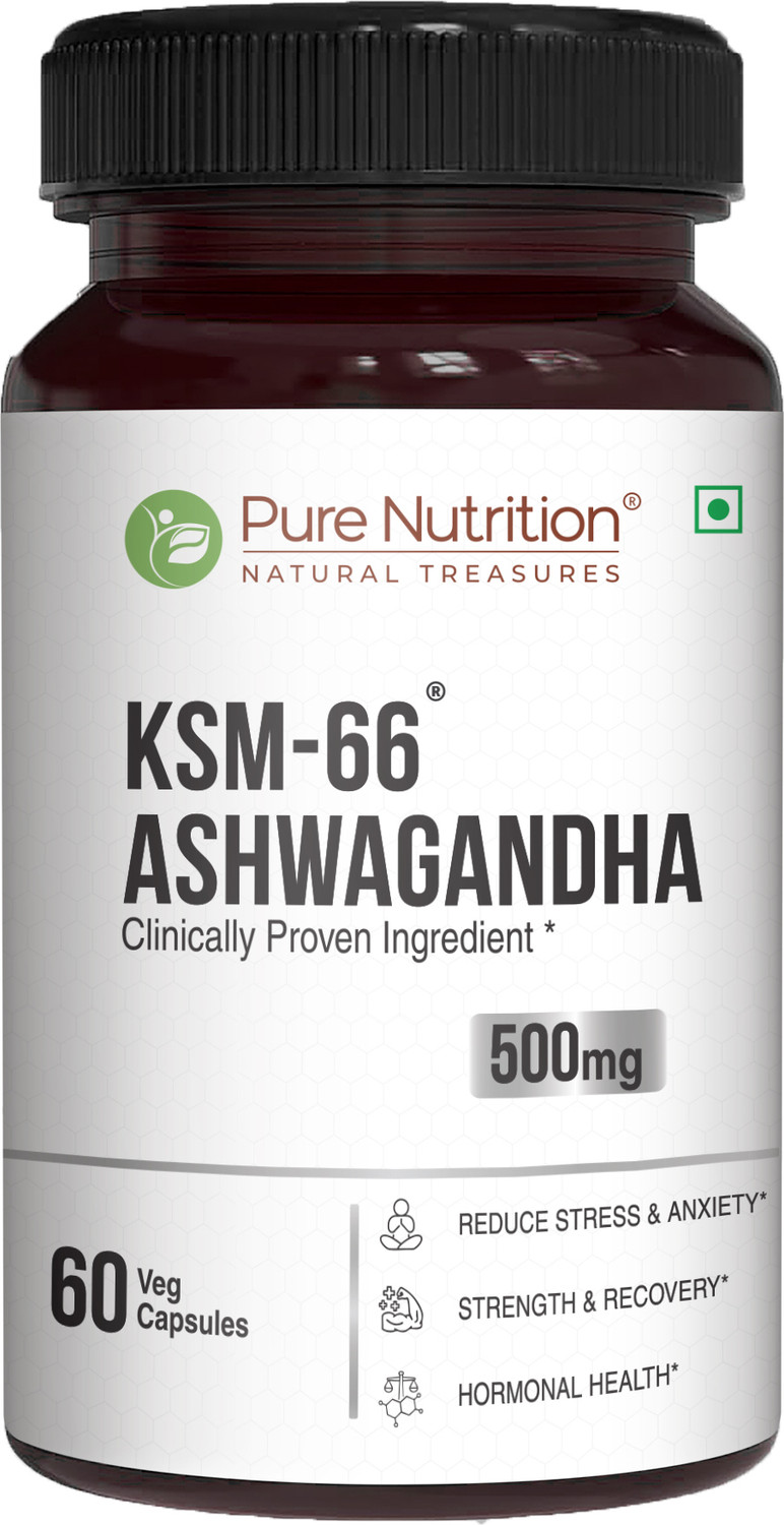 Image of Pure Nutrition KSM-66 Ashwagandha 500mg | Withania Somnifera Root Extract | Stress Support