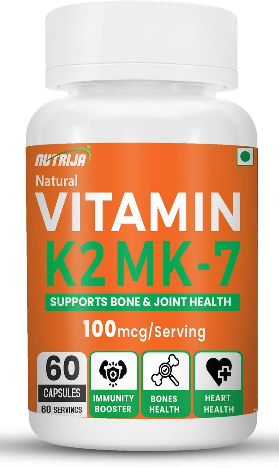 Image of NutriJa Vitamin K2 MK7 100mcg Supplement Supports Bone & Heart Health