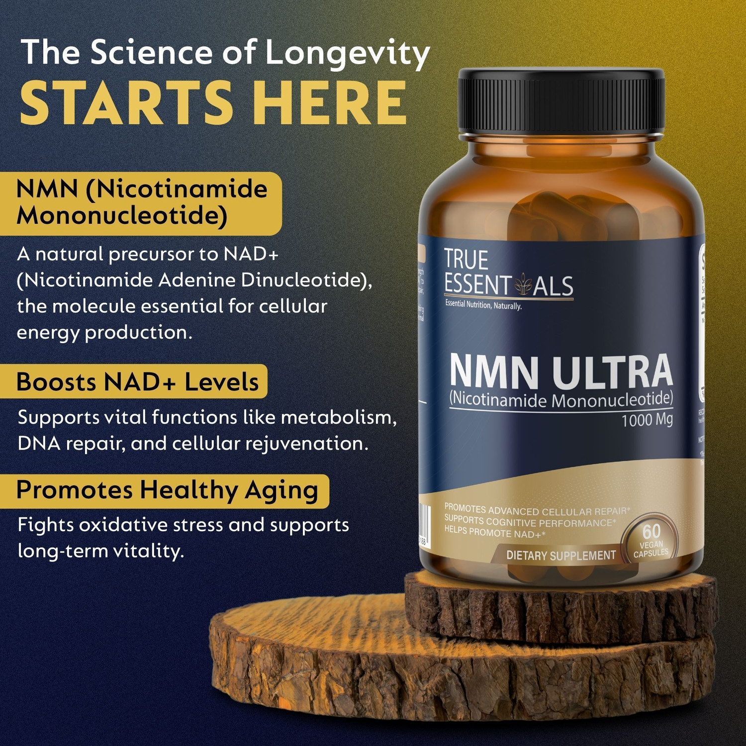Image of TRUE ESSENTIALS NMN Supplement 1000mg For Anti-Aging & Immune Support