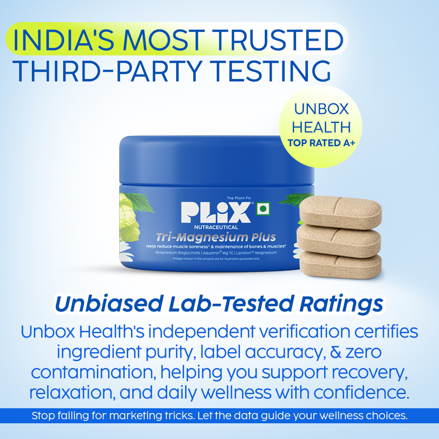Image of The Plant Fix Plix Tri-Magnesium Plus Tablets | Triple Magnesium Complex, 440mg Elemental Magnesium