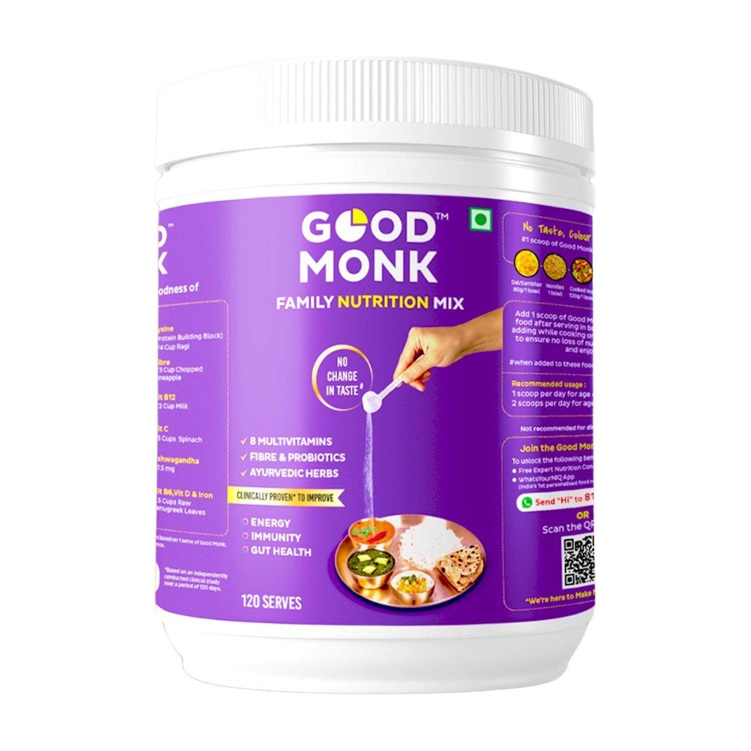 Good Monk Family Nutrition Mix|Energy & Immunity|Multivitamin (B12, C, D, Zinc)&Probiotic